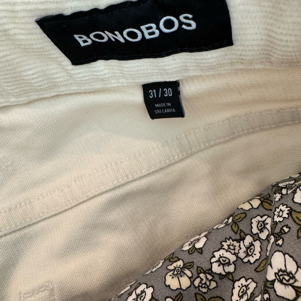 Cream Corduroy Straight-Leg Pants - Picture 3 of 4